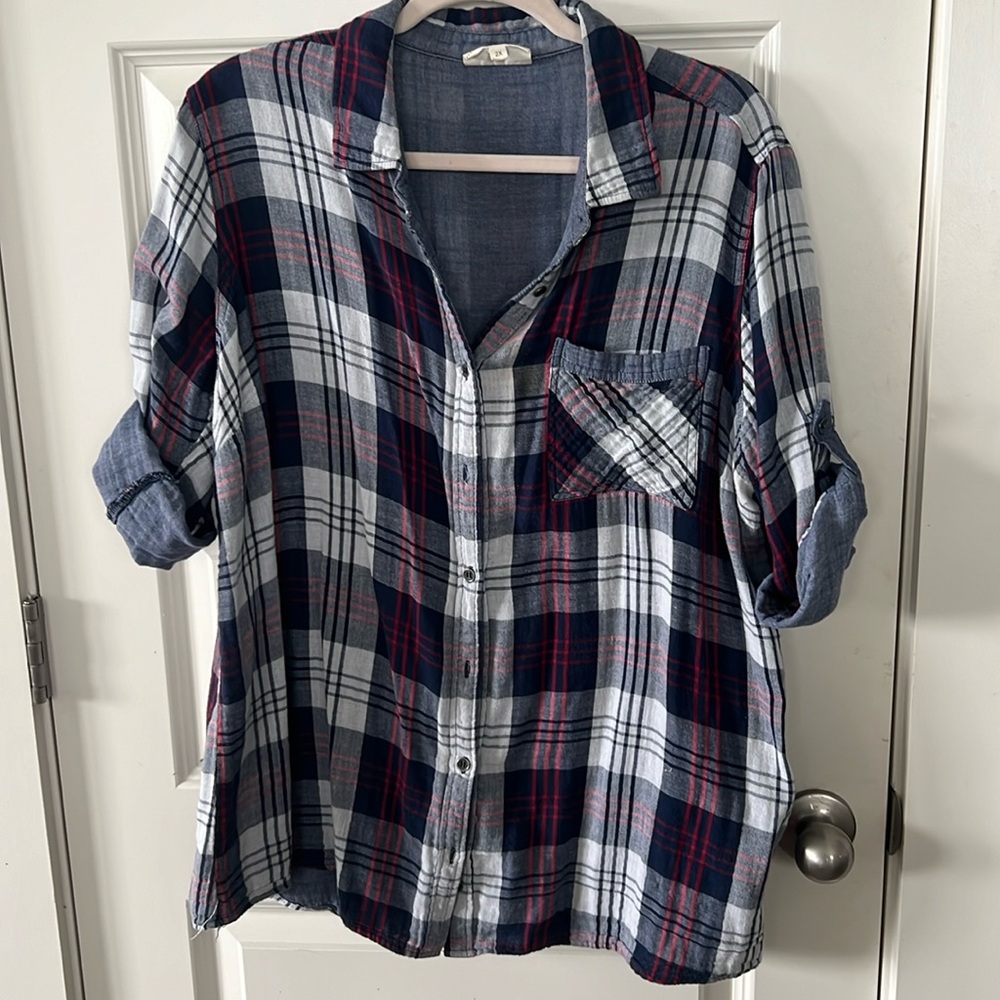 Hydraulic NYC Premium Denim Plaid Top